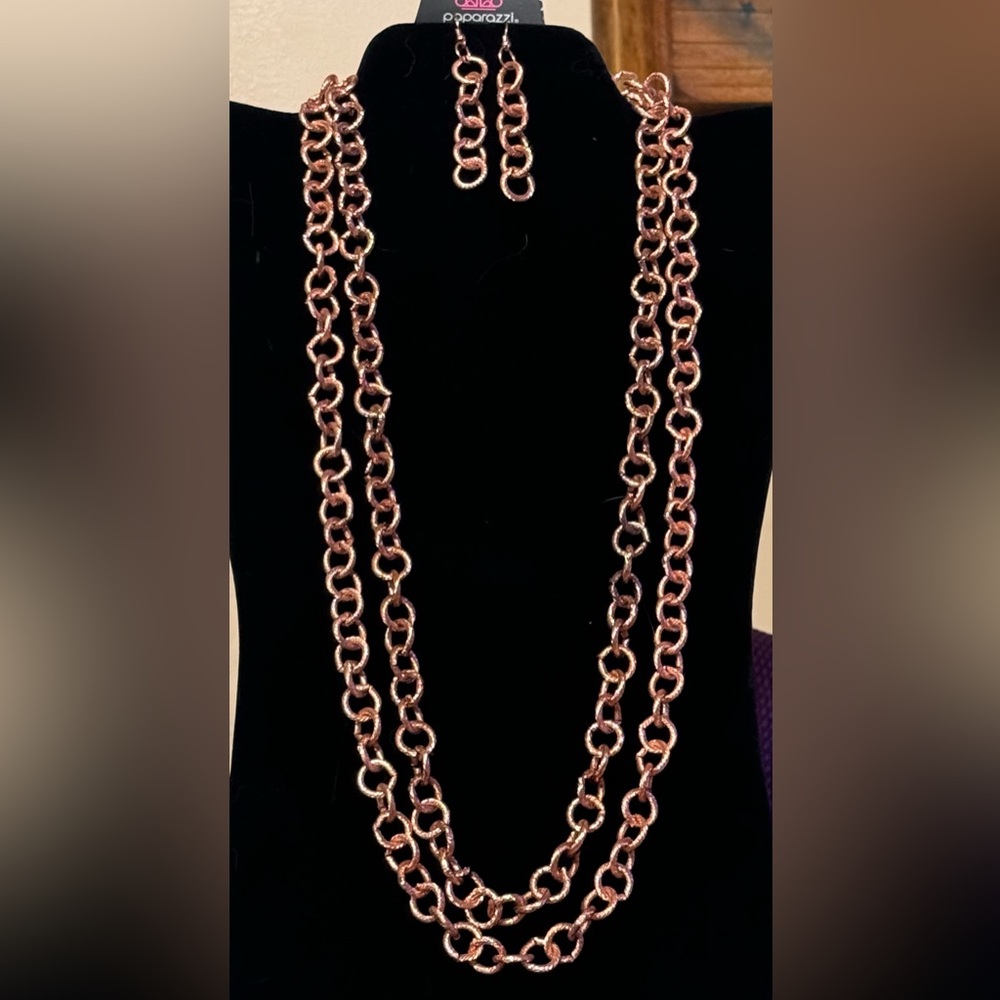 “World Shattering” Copper Gold Necklace Set - Picture 2 of 2